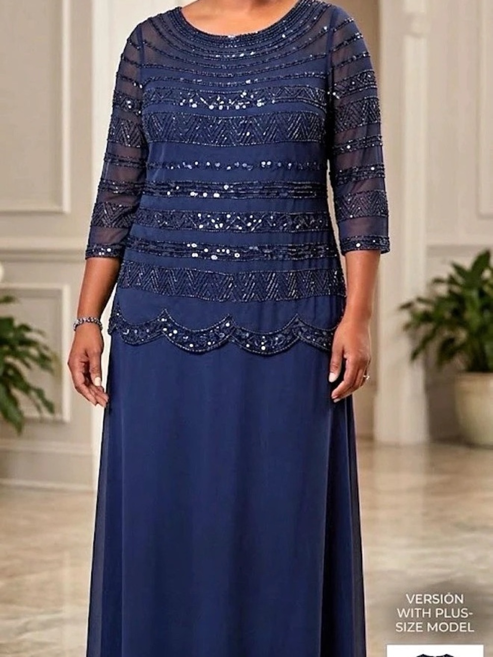 Pisarro Nights Blue Sequin Overlay Maxi Dress Size 16